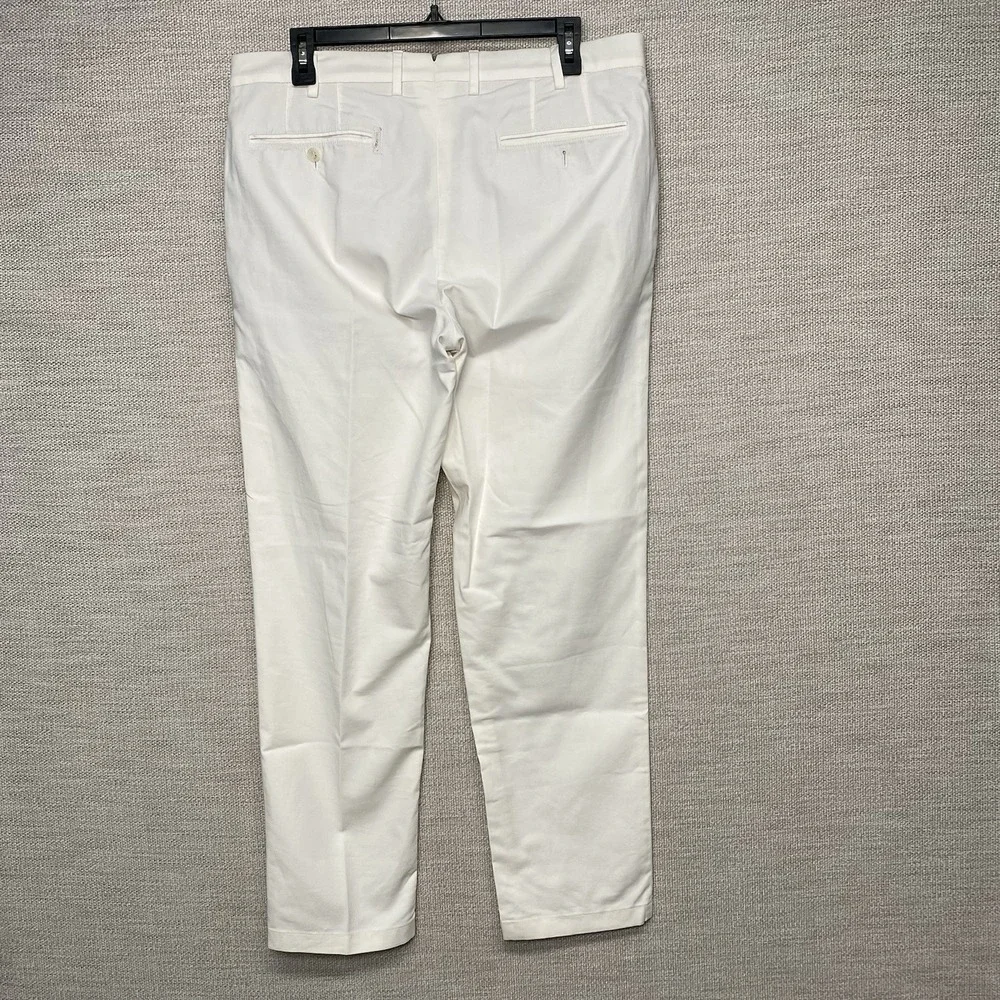 Loro Piana Pants 48 (34x29) Cotton Blend Flat Front White Quiet Luxury FAE8346
